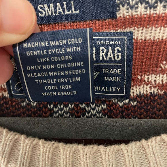 American Rag Mens Size S Brown Aztec Southwestern Print Pullover Sweater Western - Picture 4 of 7